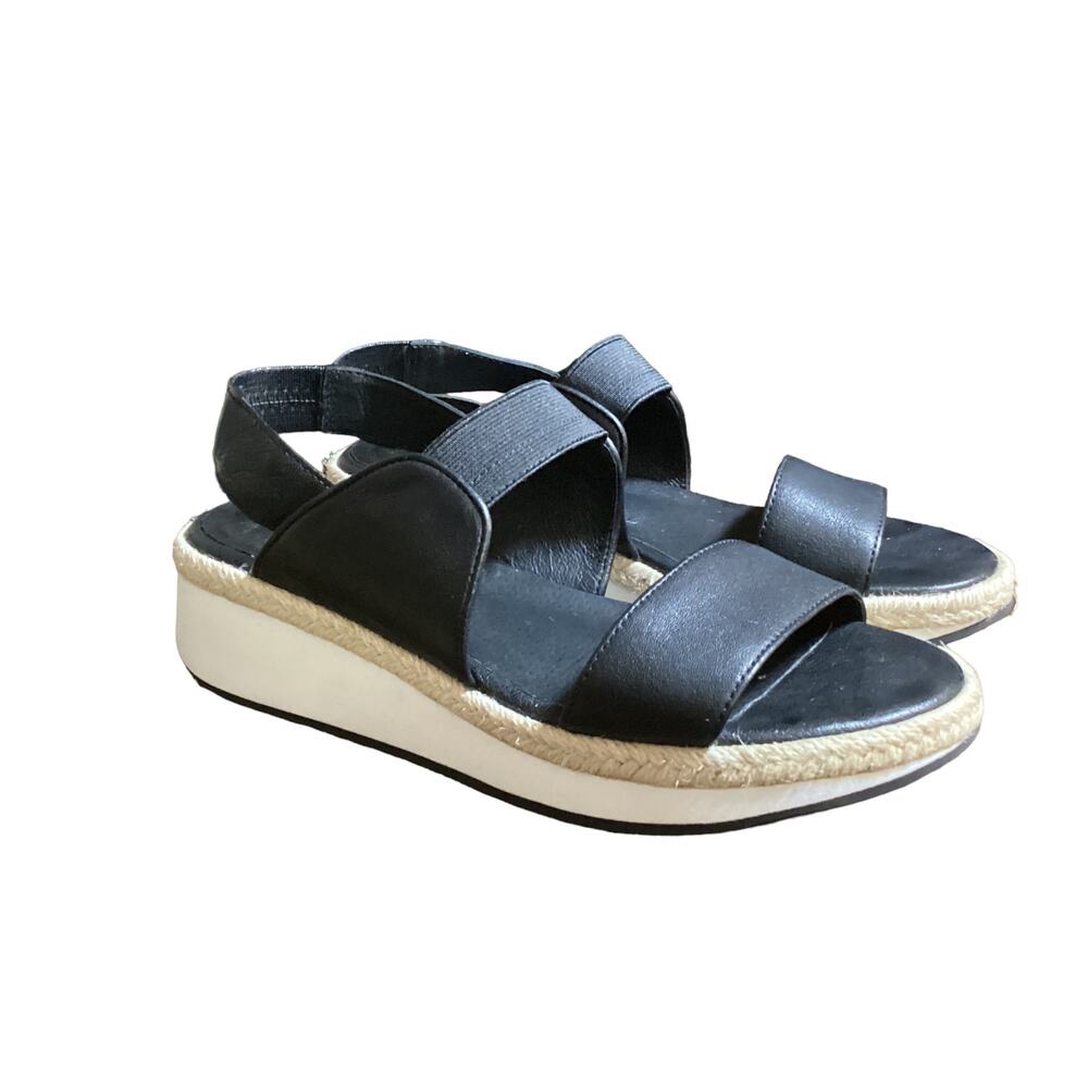 Eileen Fisher Dash Black Leather Platform Sandals Women’s 7.5
